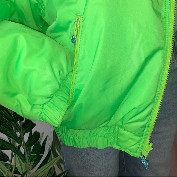 v i n t a g e :: Vibrant Neon Green Quilted Puffer Ski Winter Jacket - Picture 11 of 16